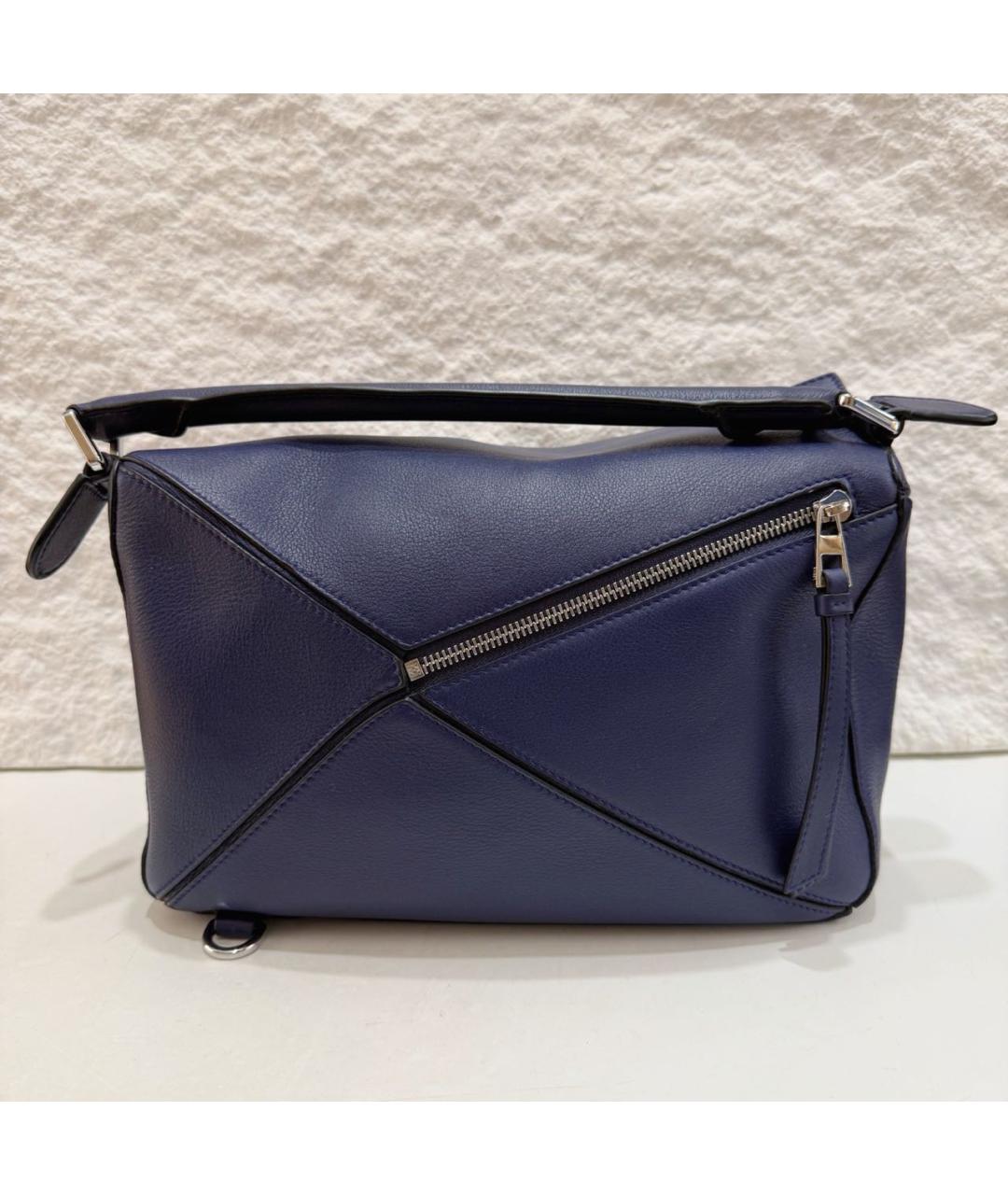 LOEWE Темно-синяя кожаная сумка через плечо, фото 4