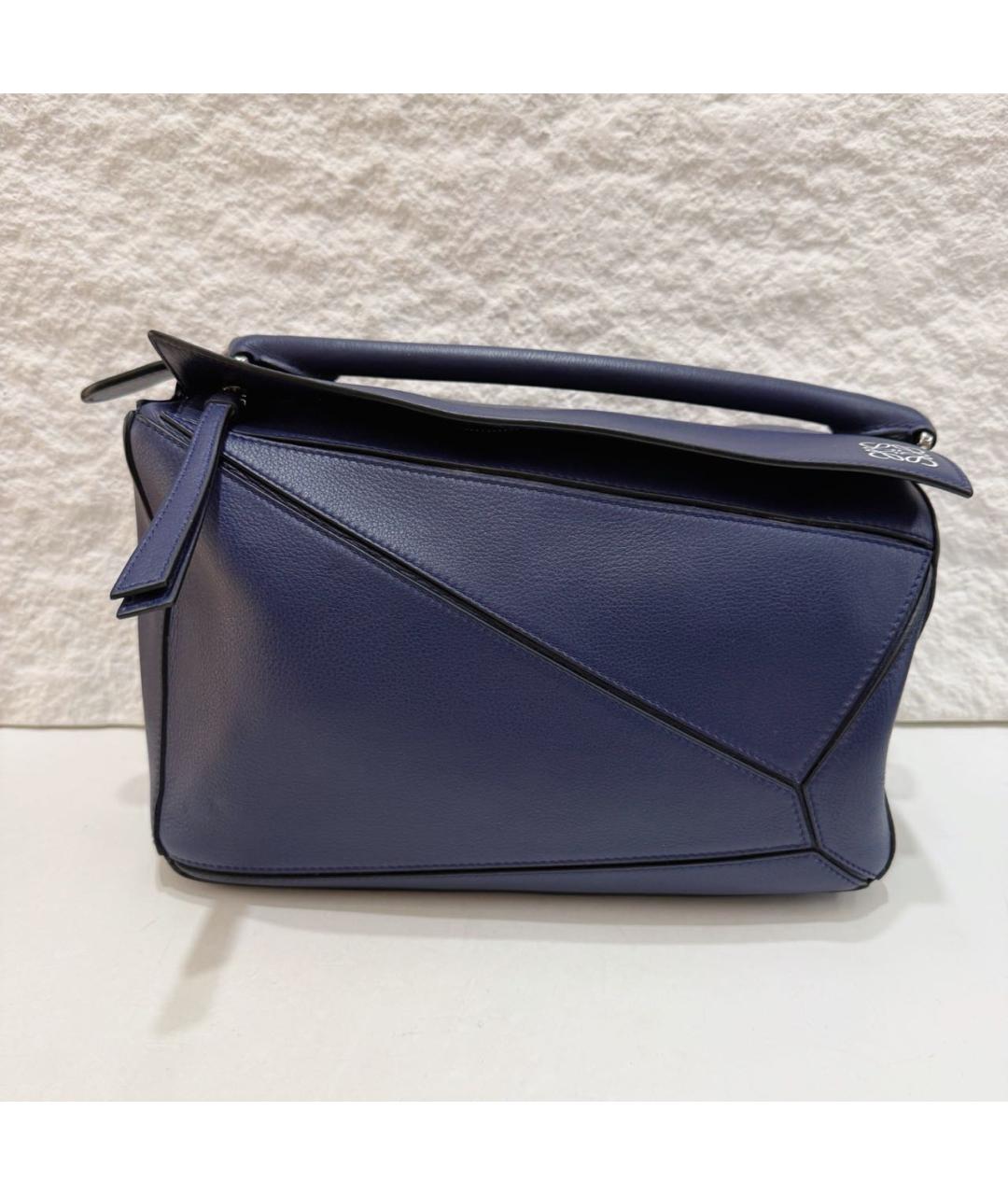 LOEWE Темно-синяя кожаная сумка через плечо, фото 2