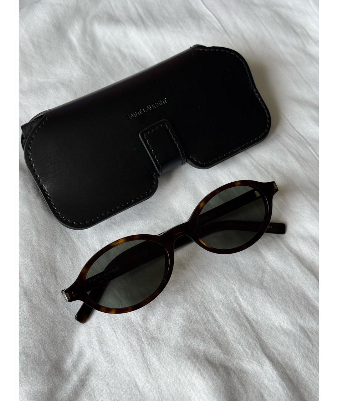 SAINT LAURENT Коричневые пластиковые солнцезащитные очки, фото 3