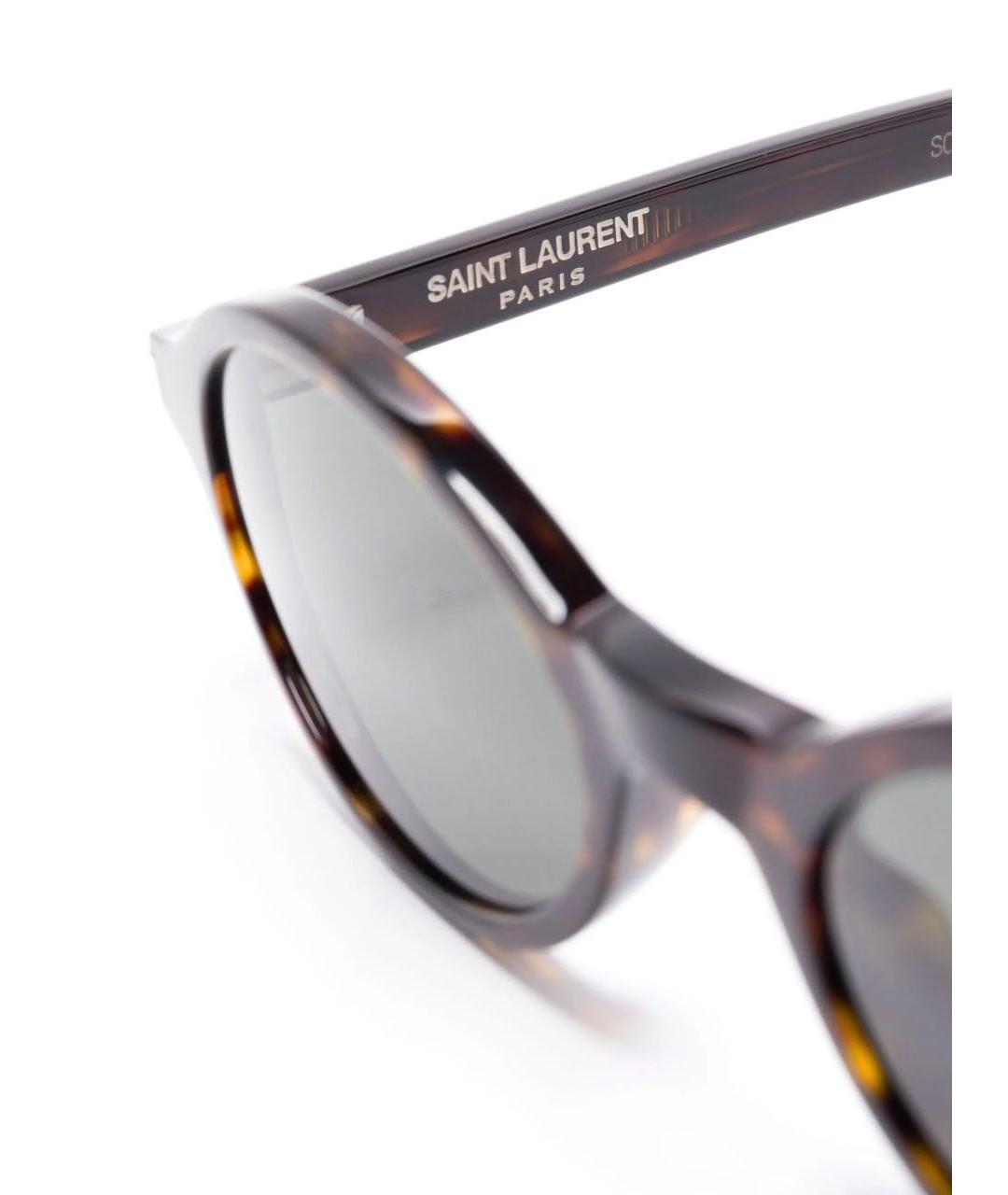 SAINT LAURENT Коричневые пластиковые солнцезащитные очки, фото 5