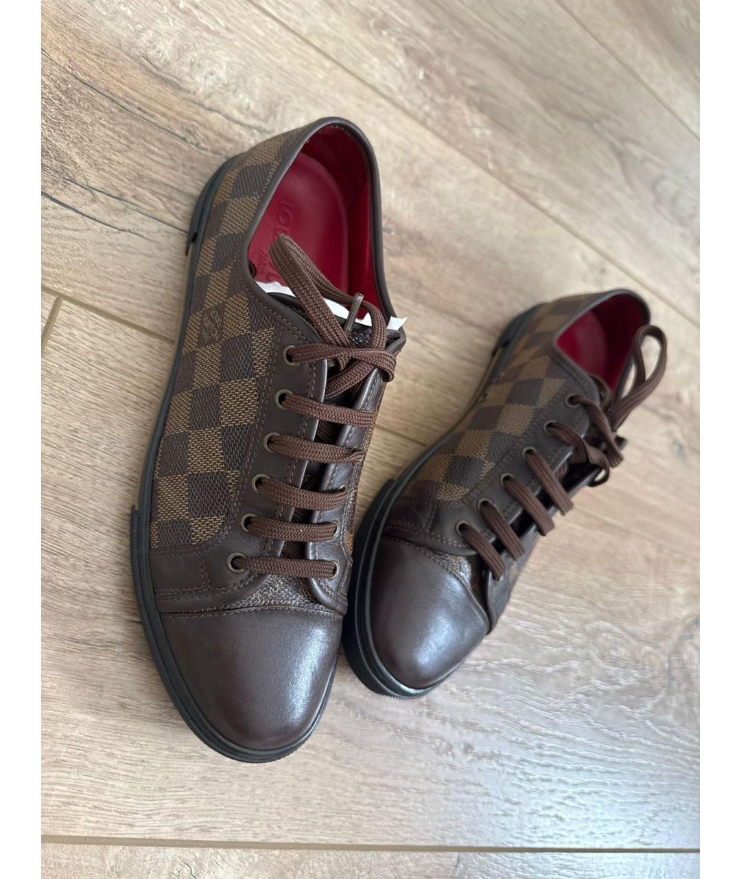 LOUIS VUITTON Коричневые кожаные кеды, фото 4