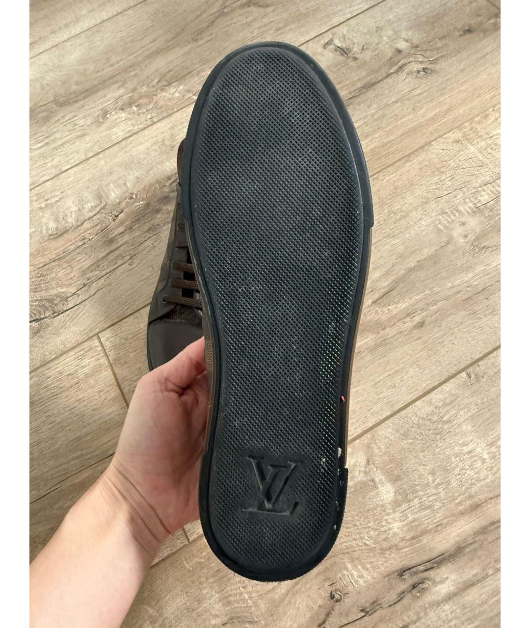 LOUIS VUITTON Коричневые кожаные кеды, фото 8