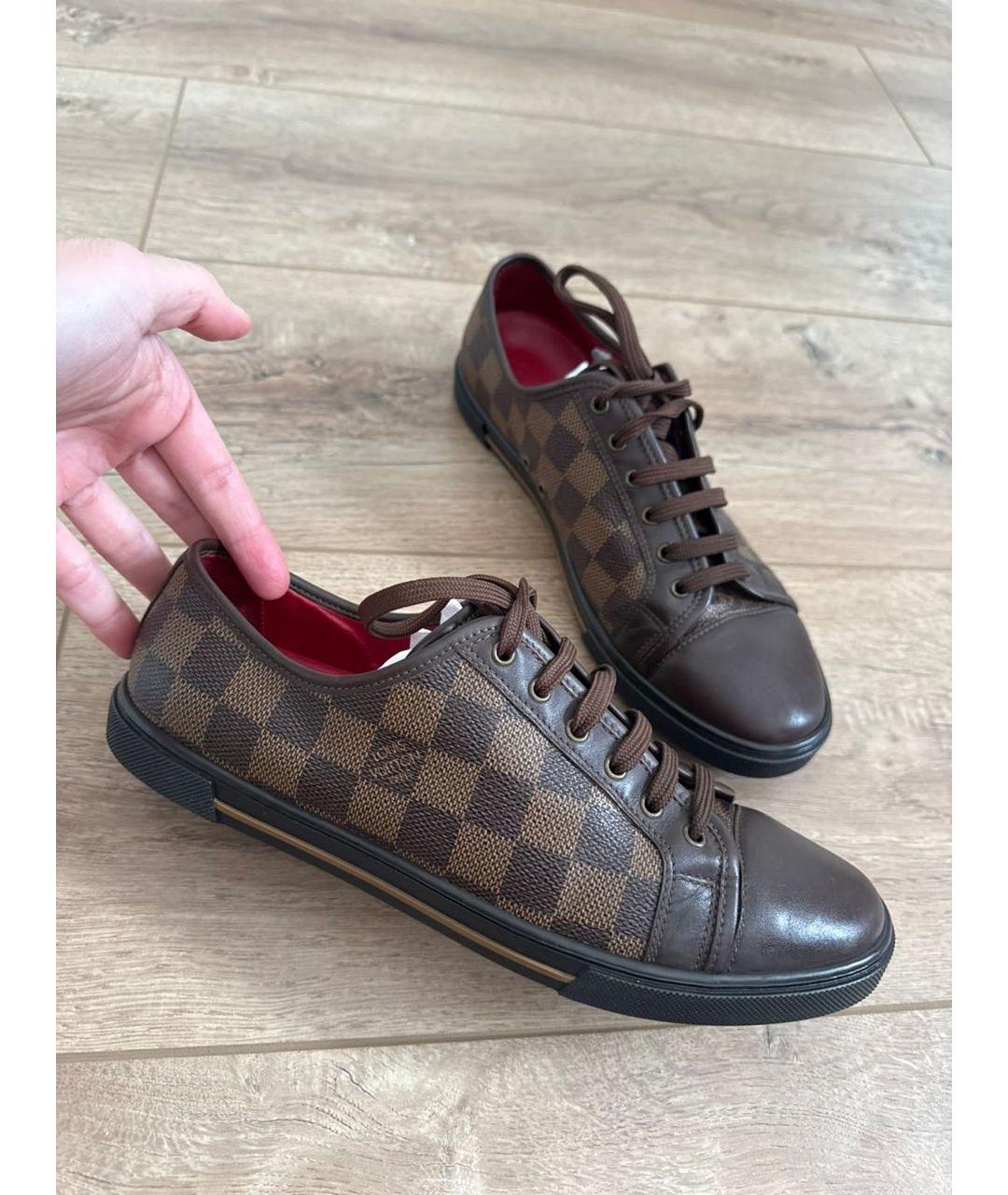 LOUIS VUITTON Коричневые кожаные кеды, фото 9