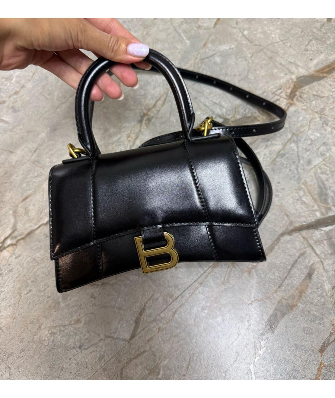 BALENCIAGA Черная кожаная сумка тоут, фото 3