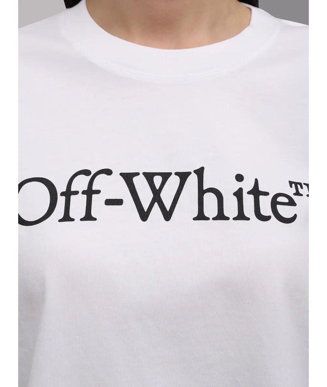 OFF-WHITE Белая хлопковая футболка, фото 3