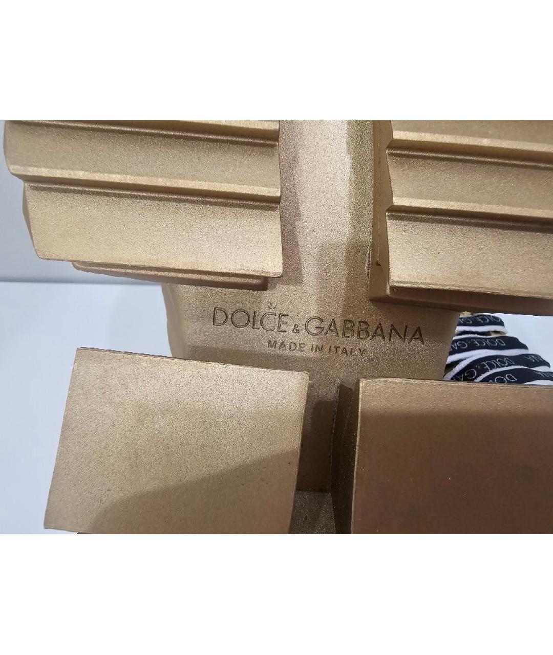 DOLCE&GABBANA Золотые кожаные кроссовки, фото 4