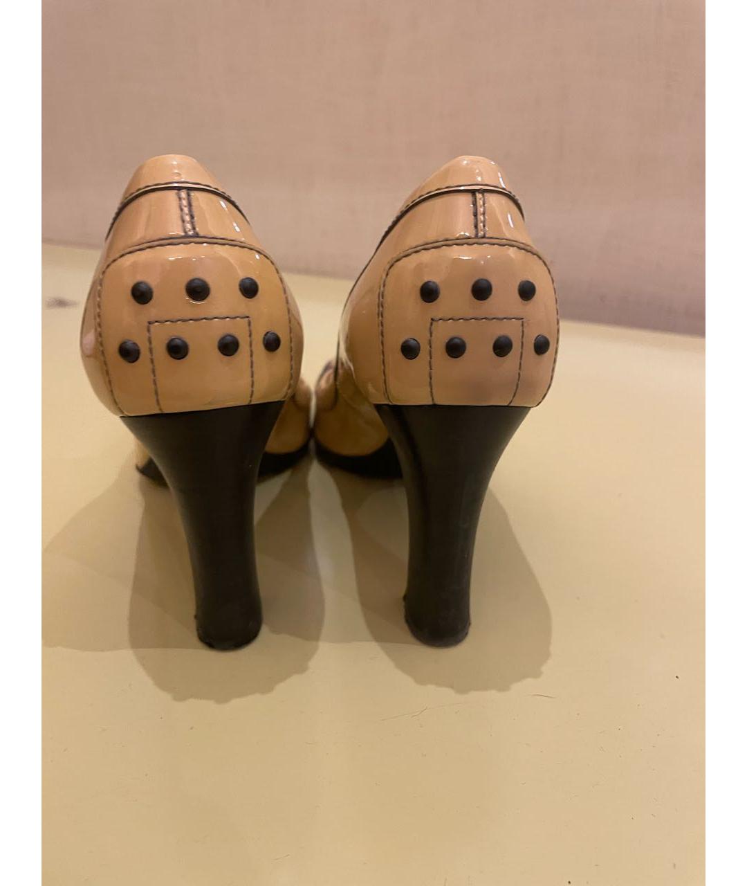 TOD'S Бежевые туфли из лакированной кожи, фото 4