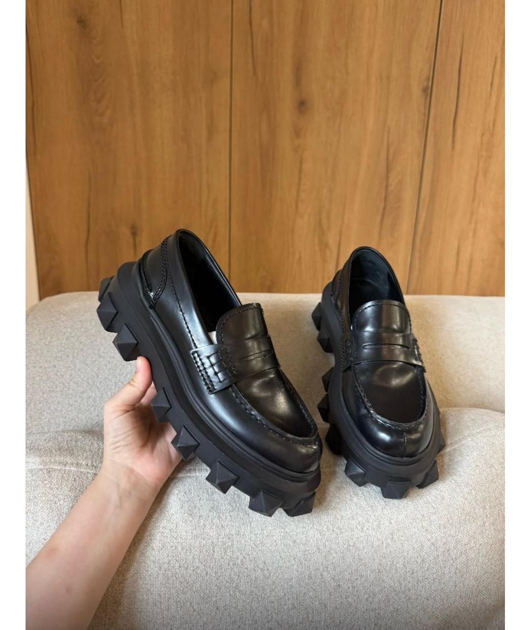 VALENTINO Черные кожаные лоферы, фото 5