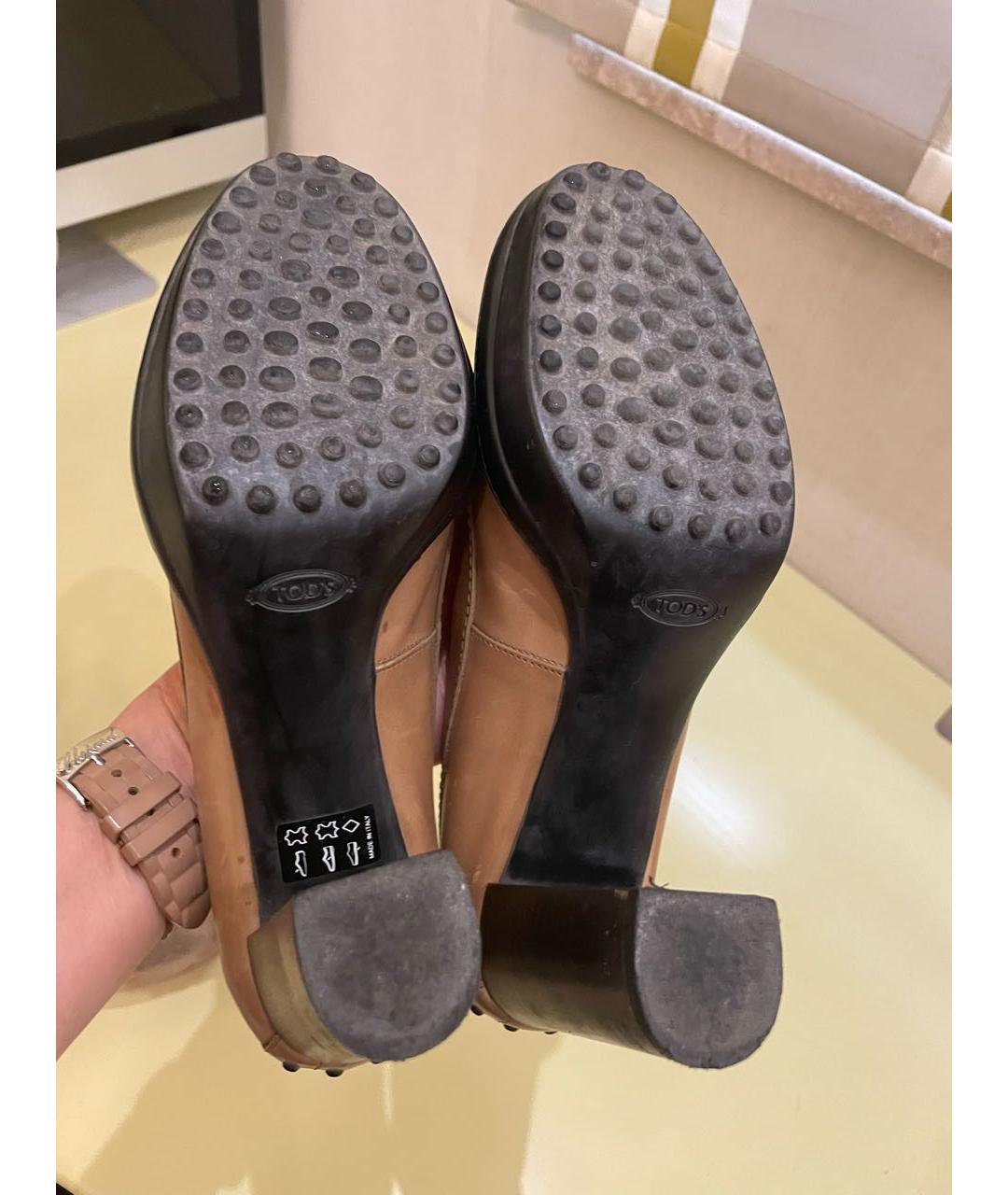 TOD'S Бежевые кожаные туфли, фото 5