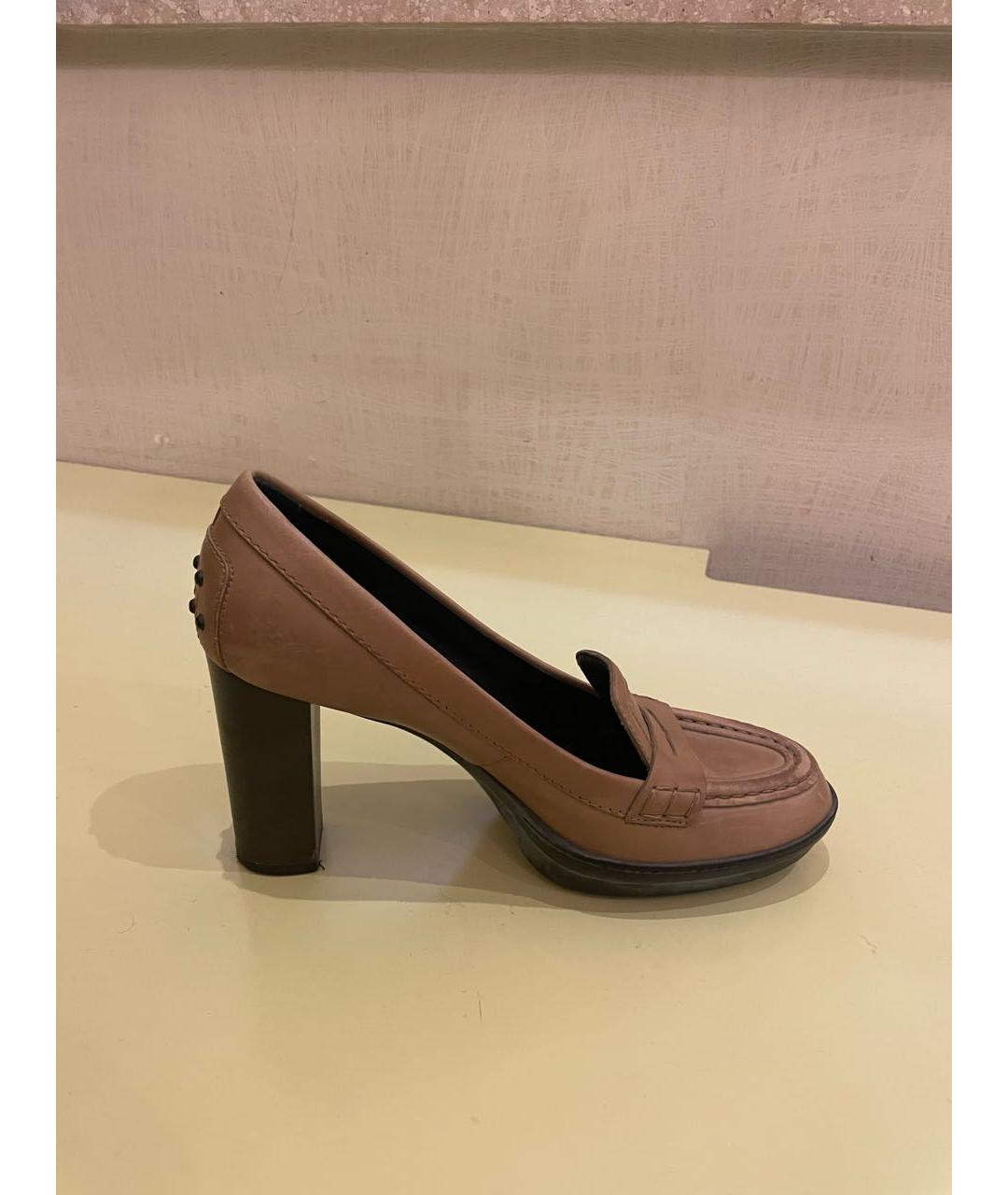 TOD'S Бежевые кожаные туфли, фото 7