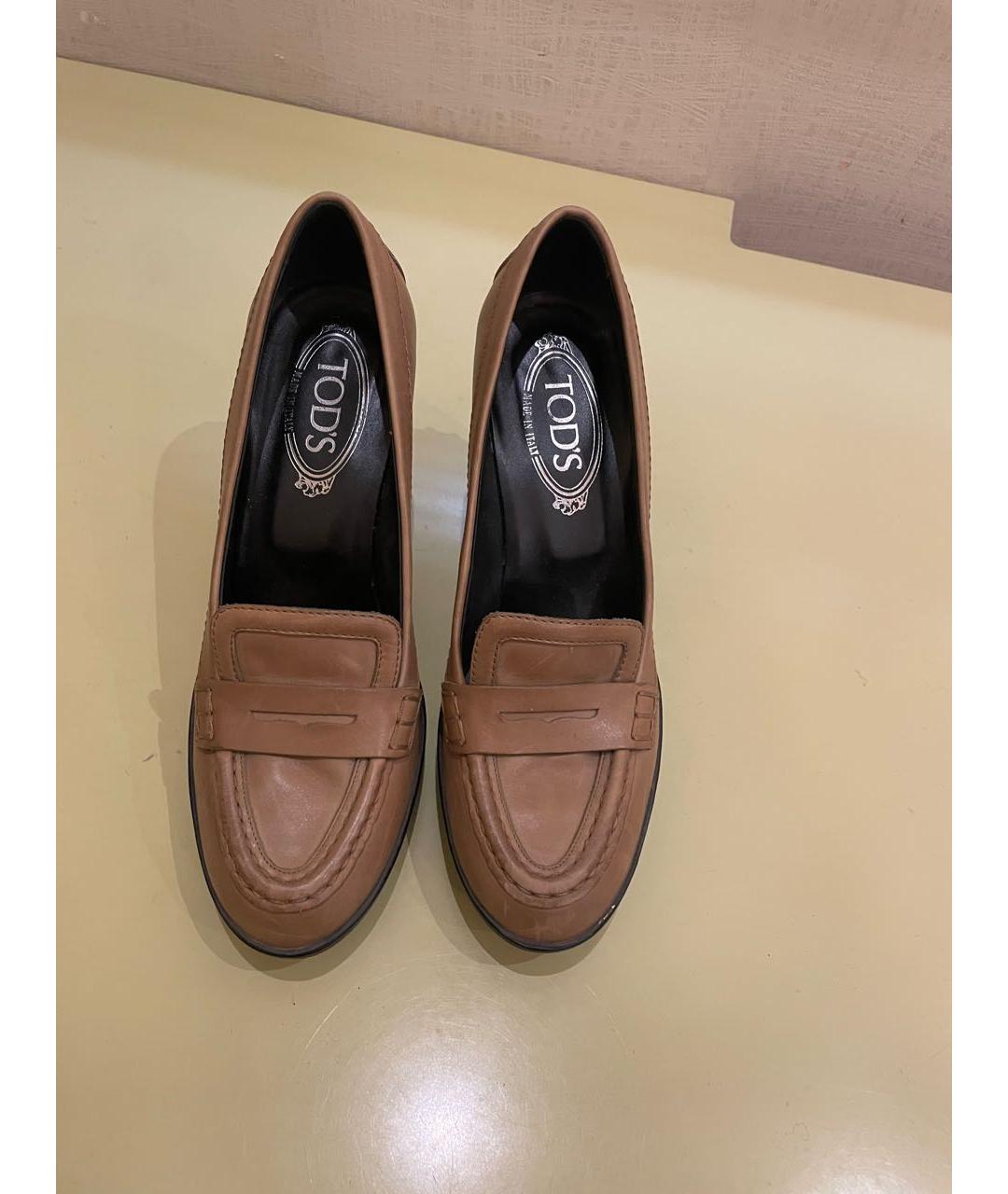 TOD'S Бежевые кожаные туфли, фото 2