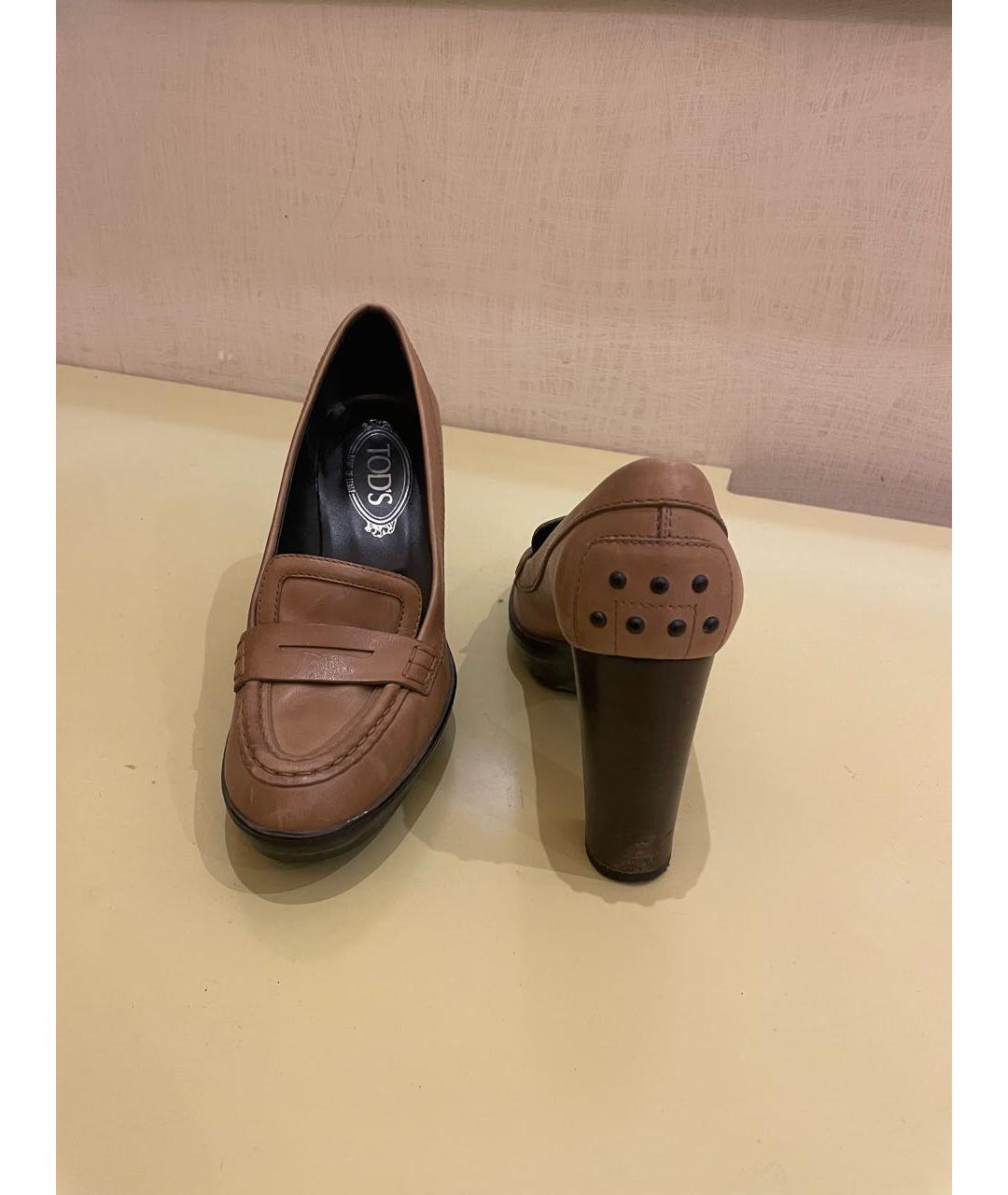 TOD'S Бежевые кожаные туфли, фото 6