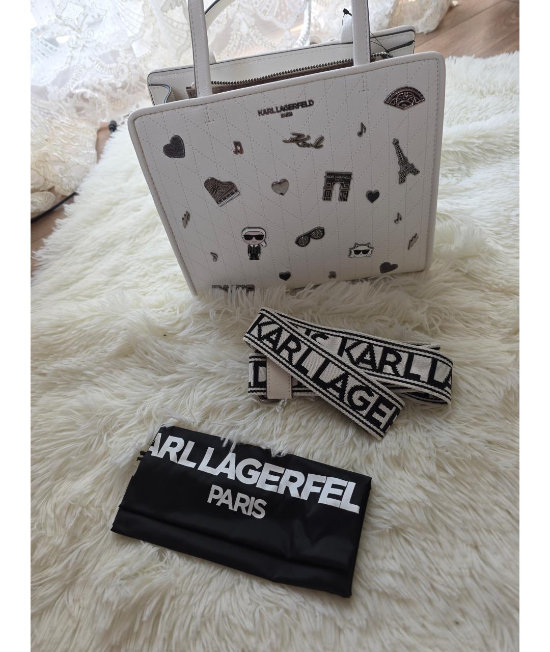 KARL LAGERFELD Белая сумка с короткими ручками из искусственной кожи, фото 5