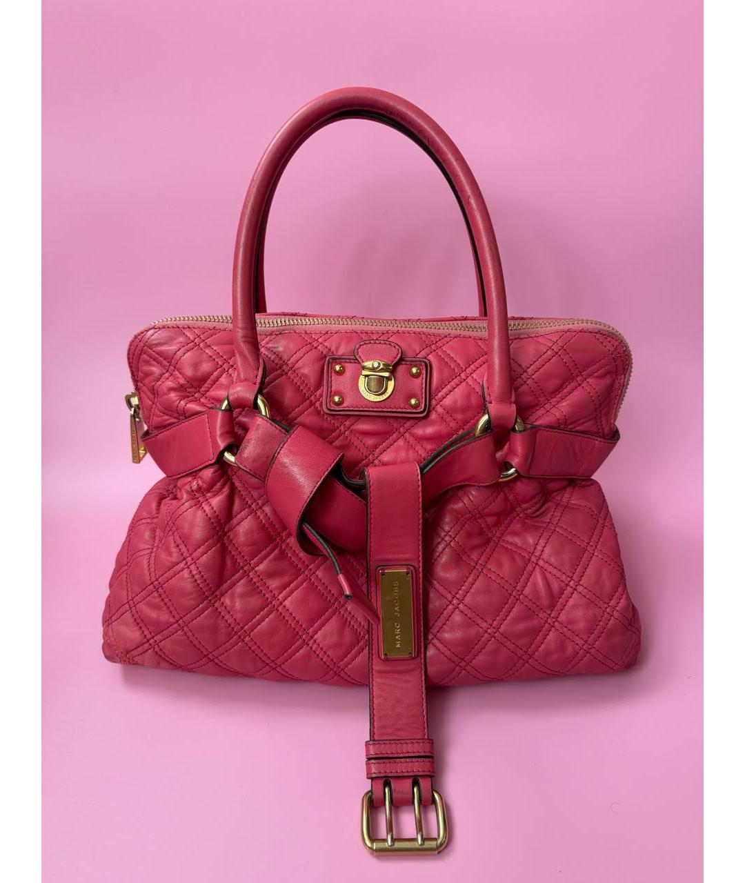 MARC JACOBS Розовая кожаная сумка с короткими ручками, фото 9