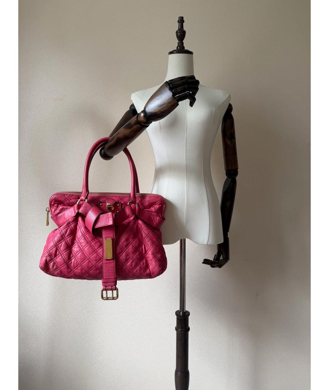 MARC JACOBS Розовая кожаная сумка с короткими ручками, фото 7