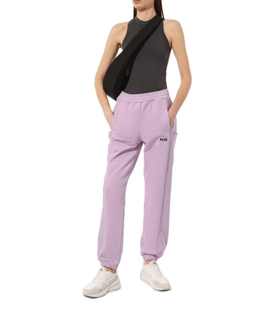 MSGM Фиолетовые хлопковые спортивные брюки и шорты, фото 5