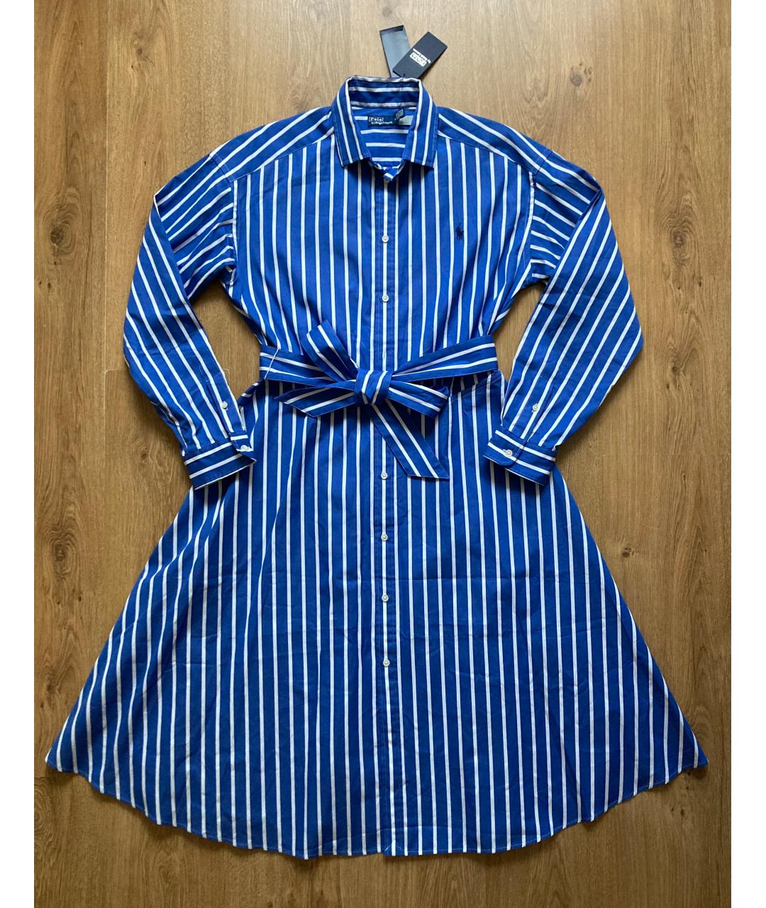 POLO RALPH LAUREN Синее хлопковое повседневное платье, фото 3