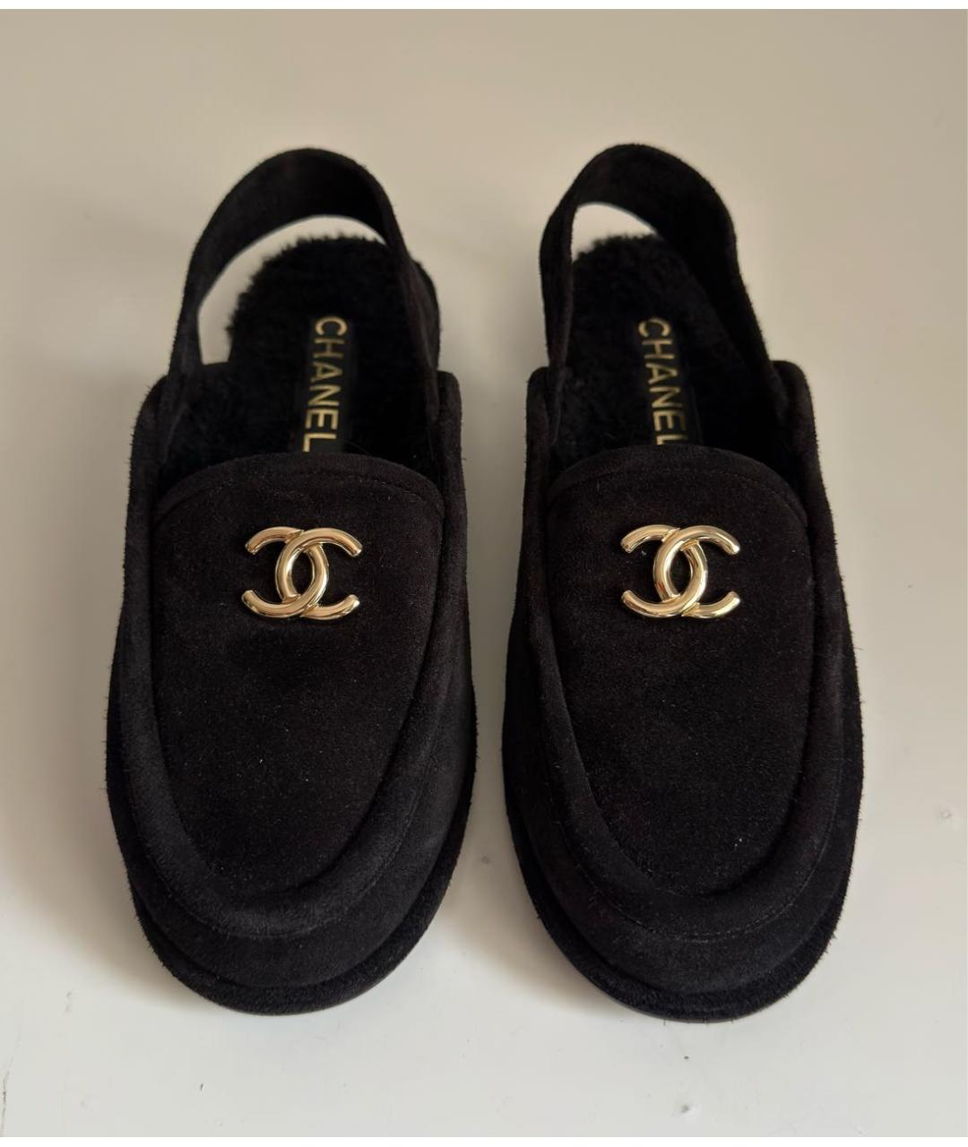 CHANEL Черные замшевые лоферы, фото 2