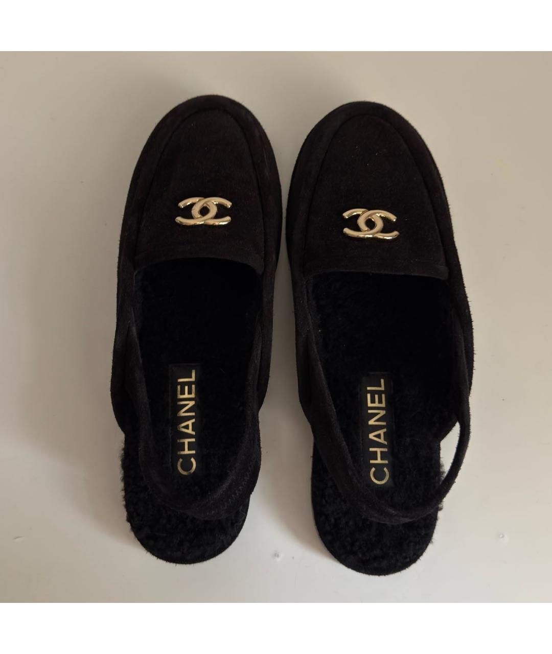 CHANEL Черные замшевые лоферы, фото 3