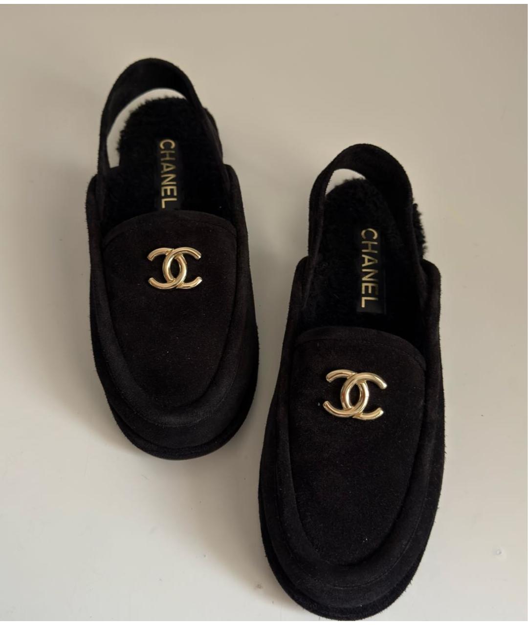 CHANEL Черные замшевые лоферы, фото 5