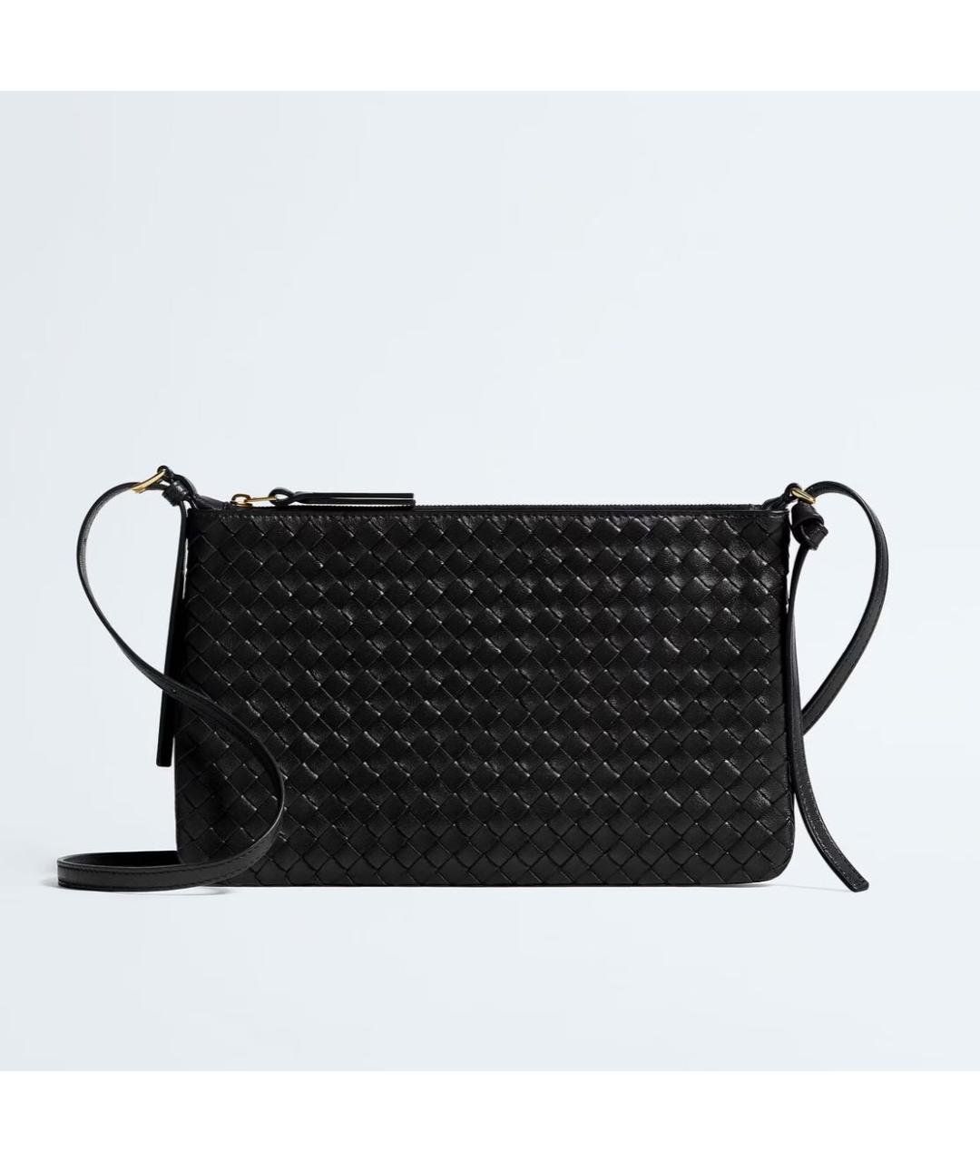 BOTTEGA VENETA Черная кожаная сумка через плечо, фото 5