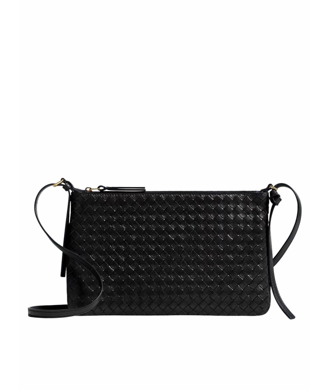 BOTTEGA VENETA Черная кожаная сумка через плечо, фото 1