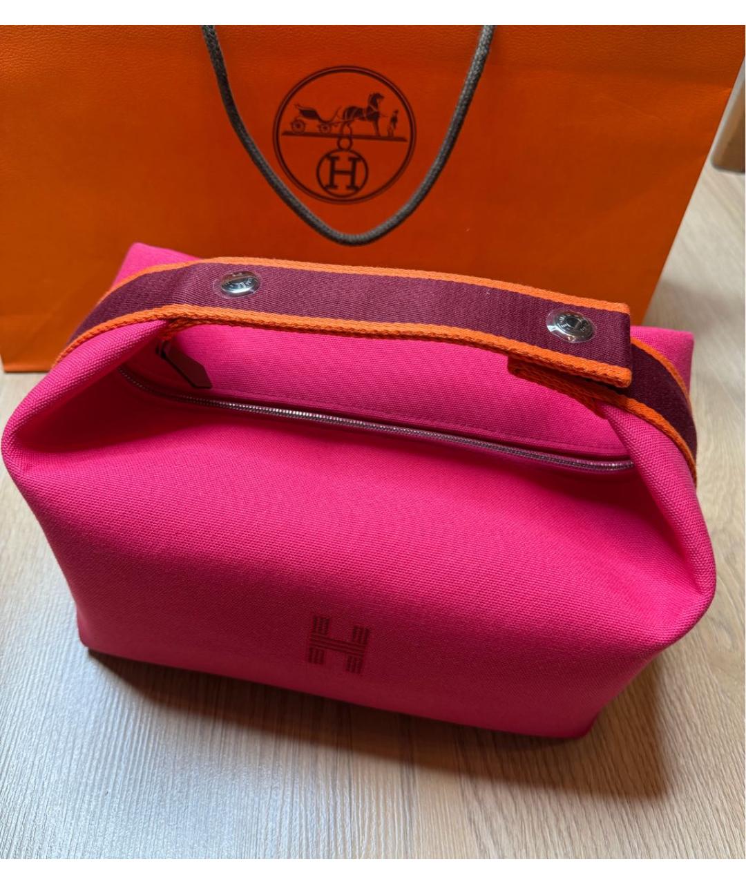 HERMES Фуксия хлопковая косметичка, фото 2