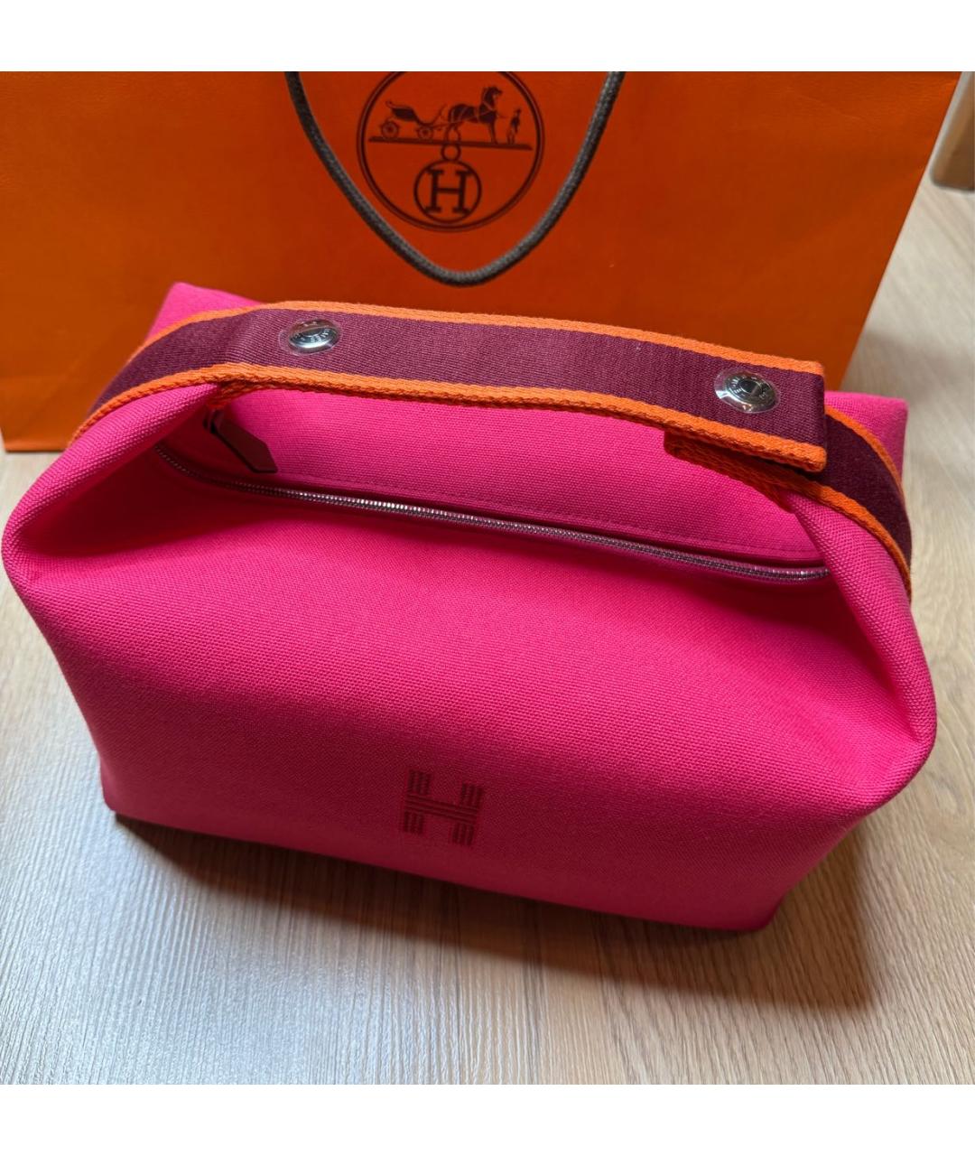 HERMES Фуксия хлопковая косметичка, фото 2