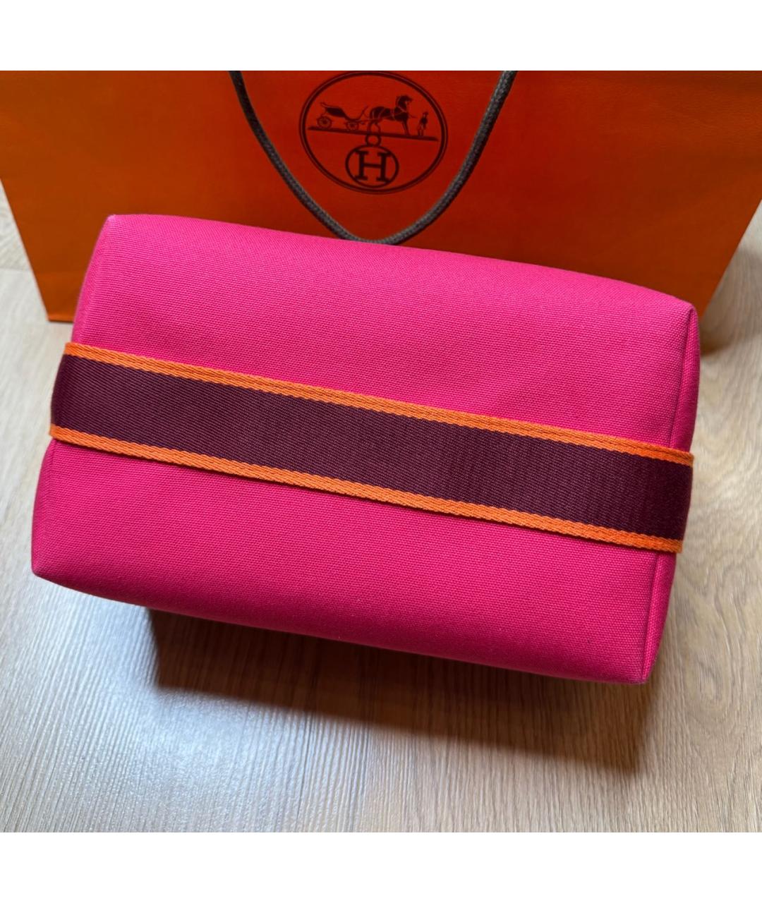 HERMES Фуксия хлопковая косметичка, фото 4