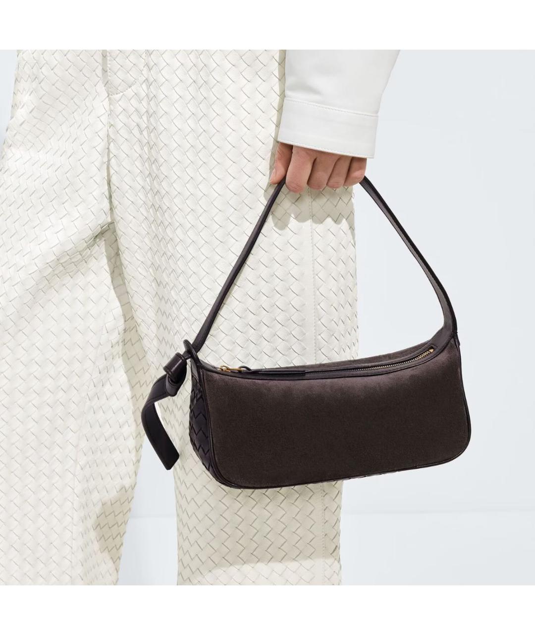 BOTTEGA VENETA Коричневая замшевая сумка тоут, фото 2
