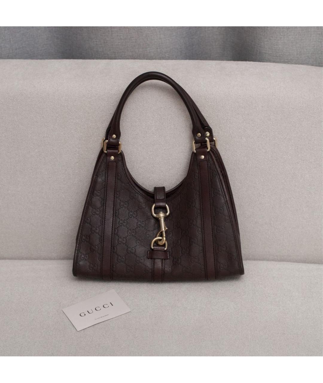 GUCCI Коричневая кожаная сумка с короткими ручками, фото 8