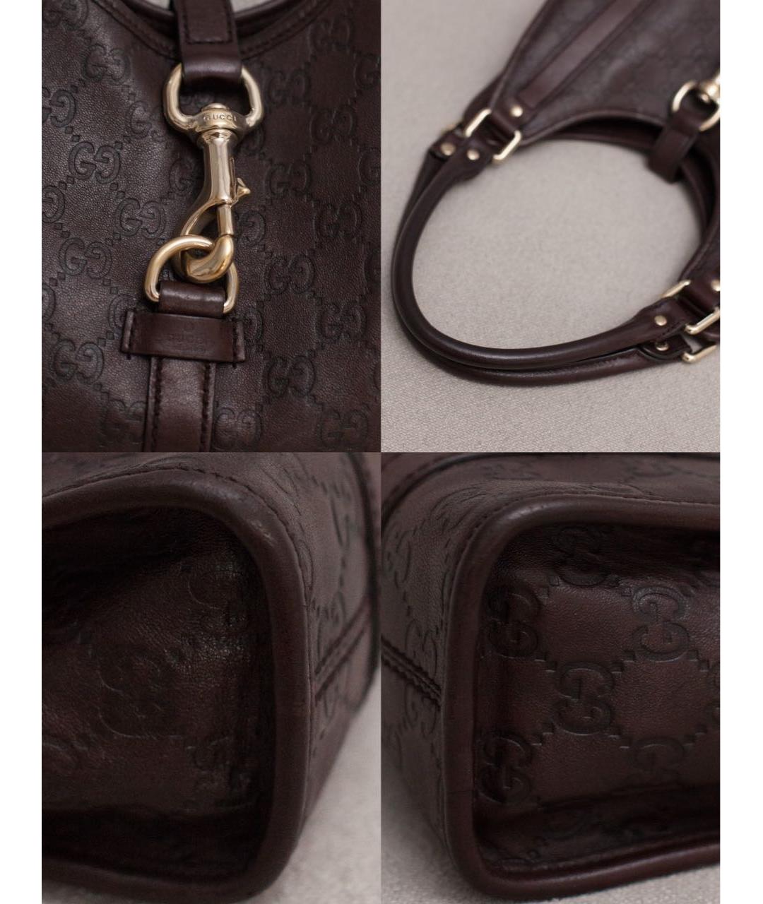 GUCCI Коричневая кожаная сумка с короткими ручками, фото 6