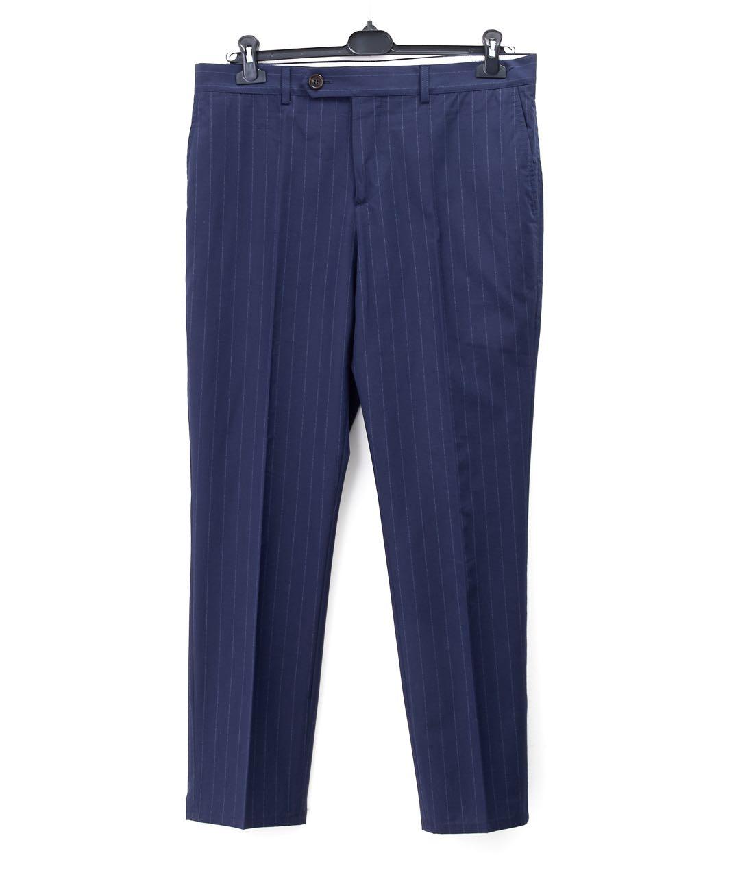 BRUNELLO CUCINELLI Синие шерстяные повседневные брюки, фото 4