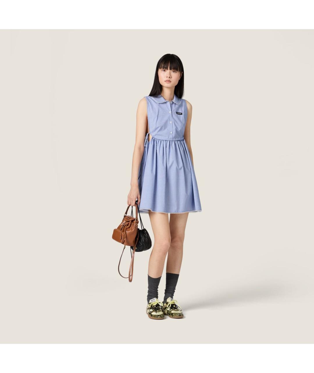 MIU MIU Голубое хлопковое платье, фото 2