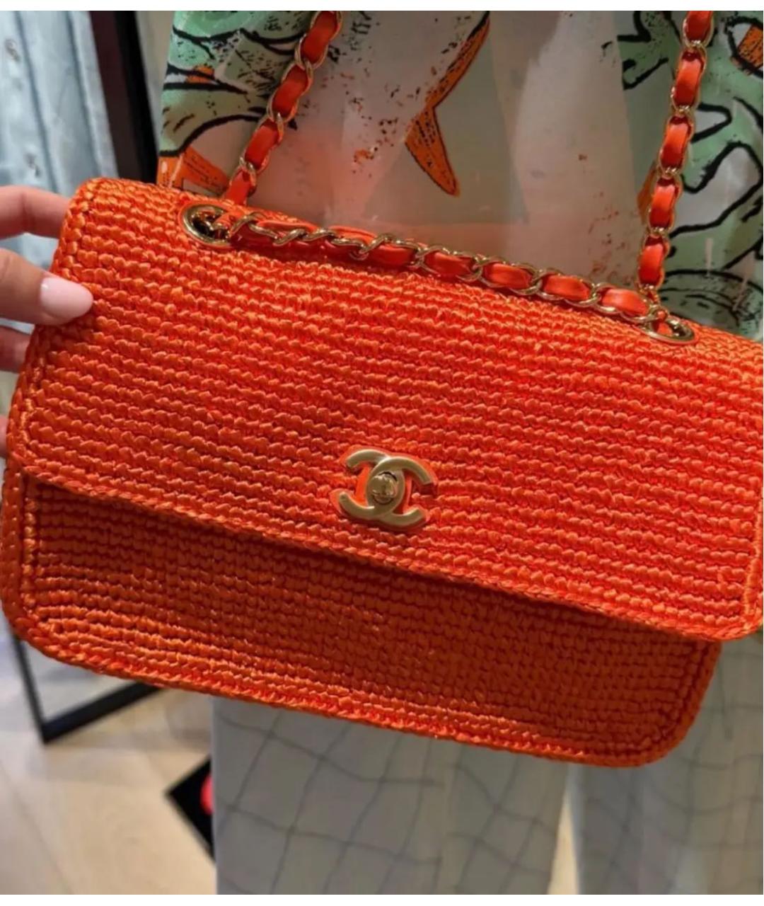 CHANEL Оранжевая пелетеная сумка через плечо, фото 4