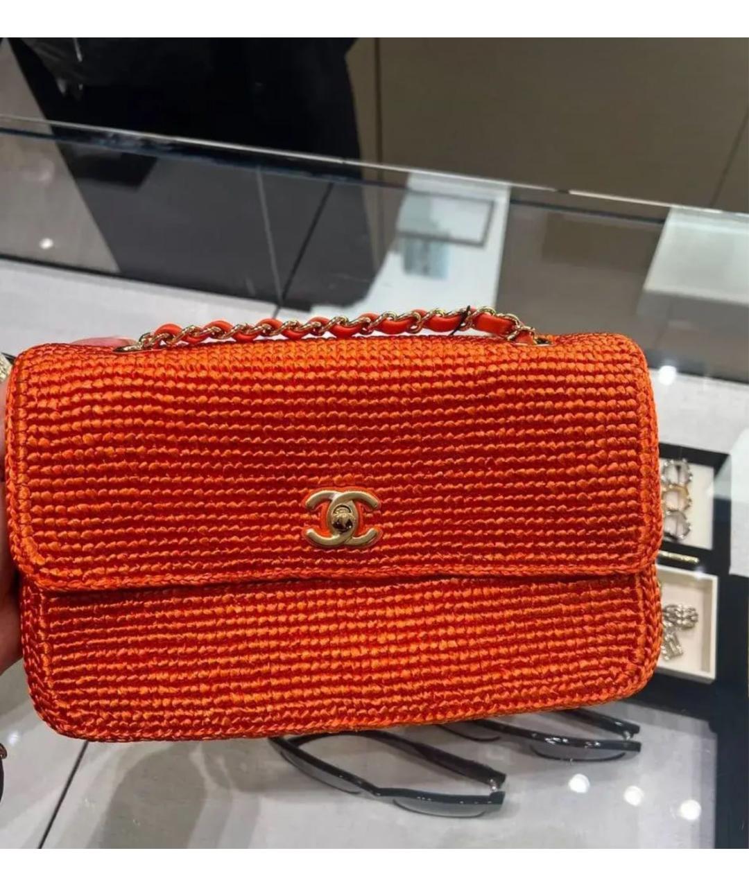 CHANEL Оранжевая пелетеная сумка через плечо, фото 2