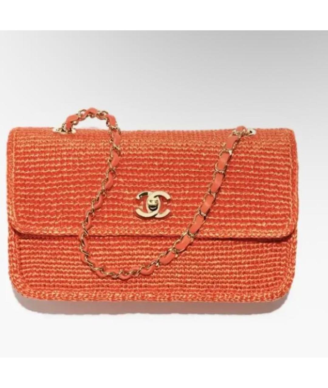 CHANEL Оранжевая пелетеная сумка через плечо, фото 5