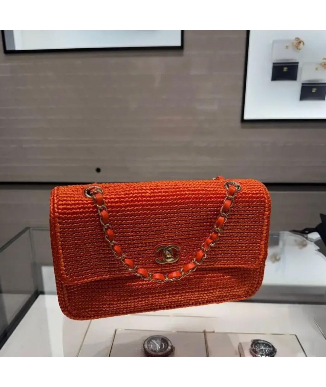 CHANEL Оранжевая пелетеная сумка через плечо, фото 3