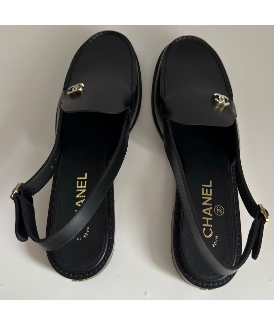 CHANEL Черные кожаные лоферы, фото 3