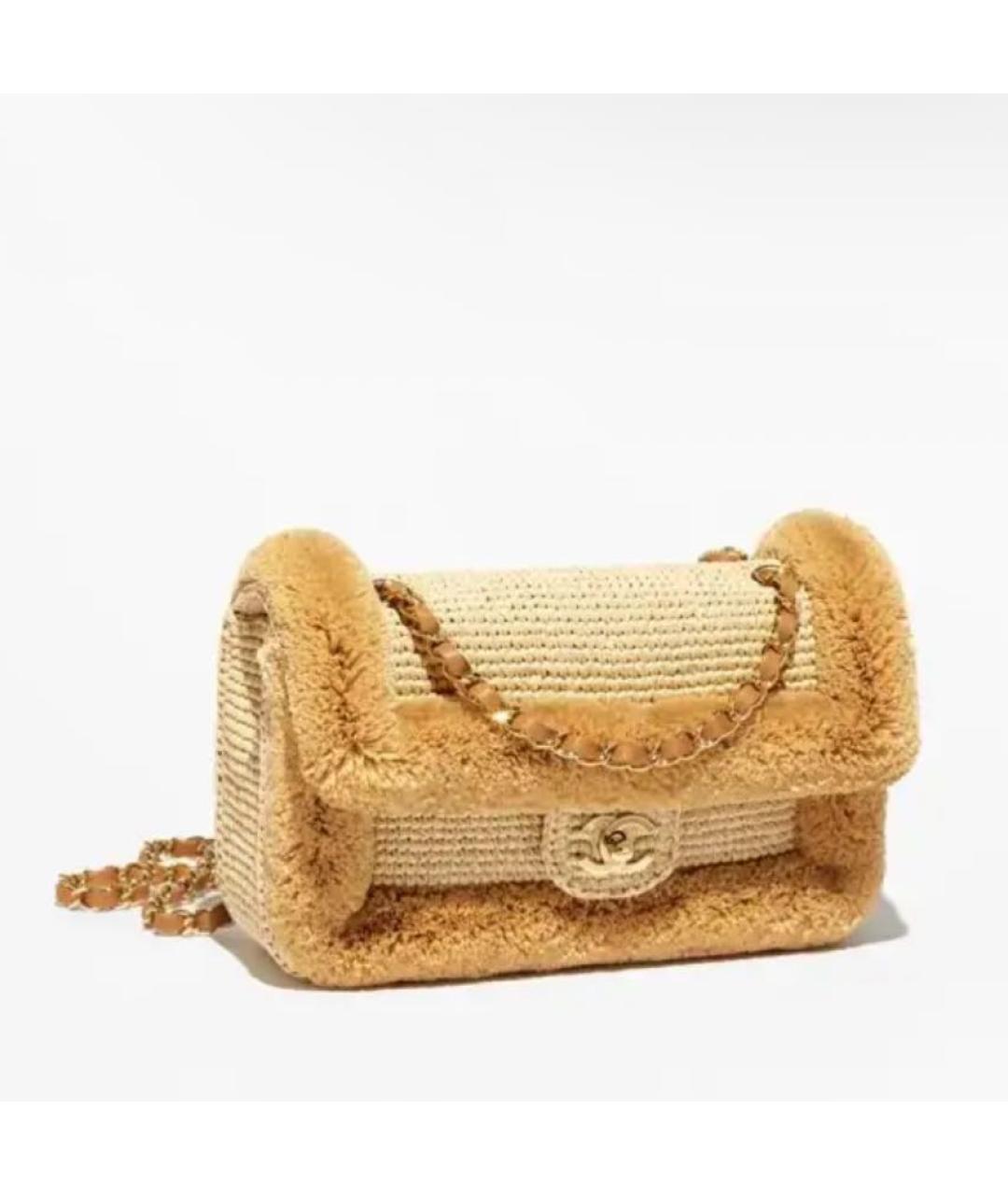 CHANEL Горчичная пелетеная сумка через плечо, фото 8