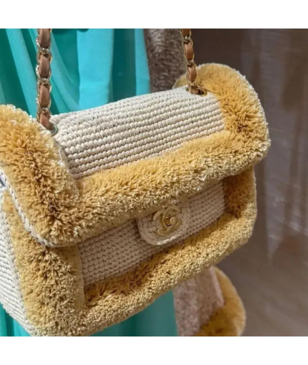CHANEL Горчичная пелетеная сумка через плечо, фото 4