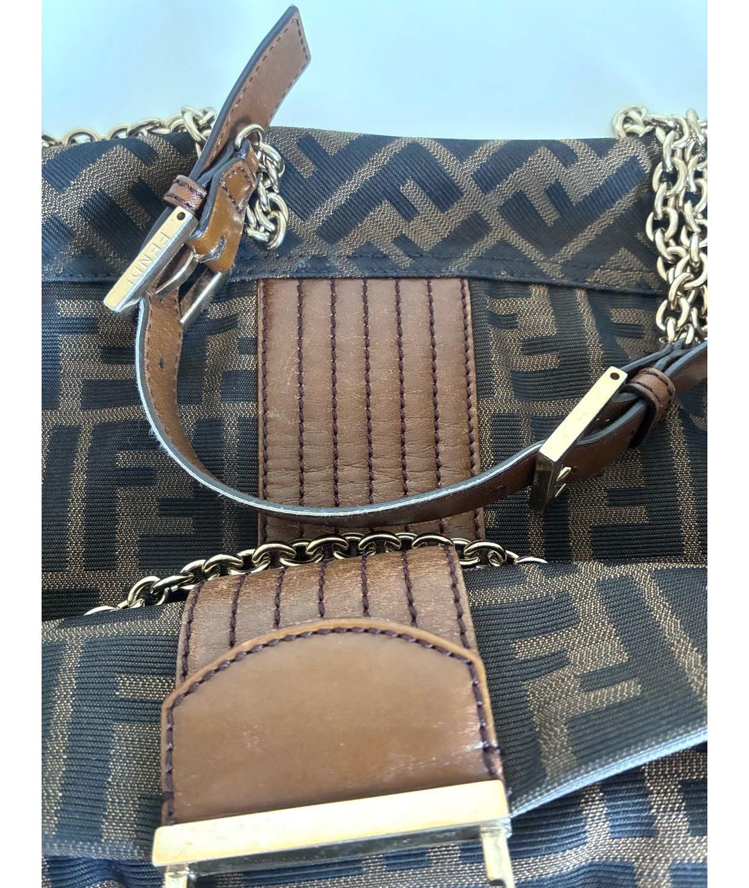 FENDI Коричневая кожаная сумка через плечо, фото 6