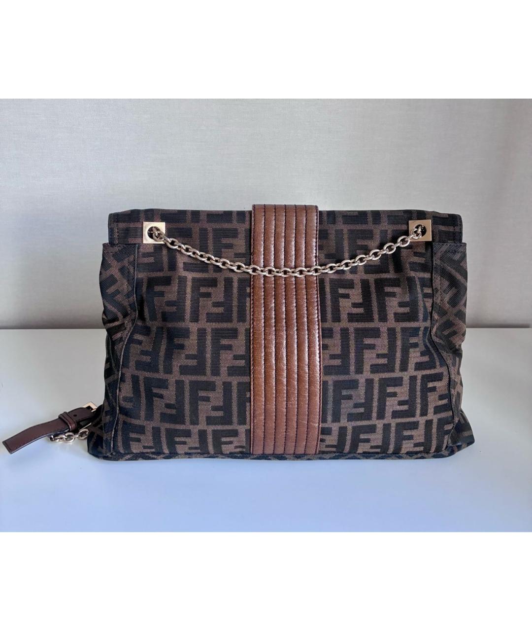 FENDI Коричневая кожаная сумка через плечо, фото 3