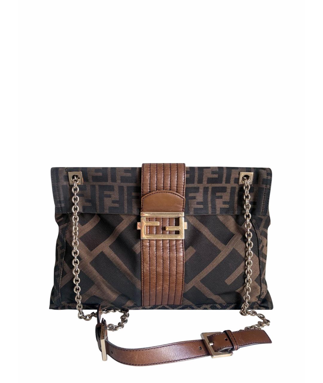 FENDI Коричневая кожаная сумка через плечо, фото 1