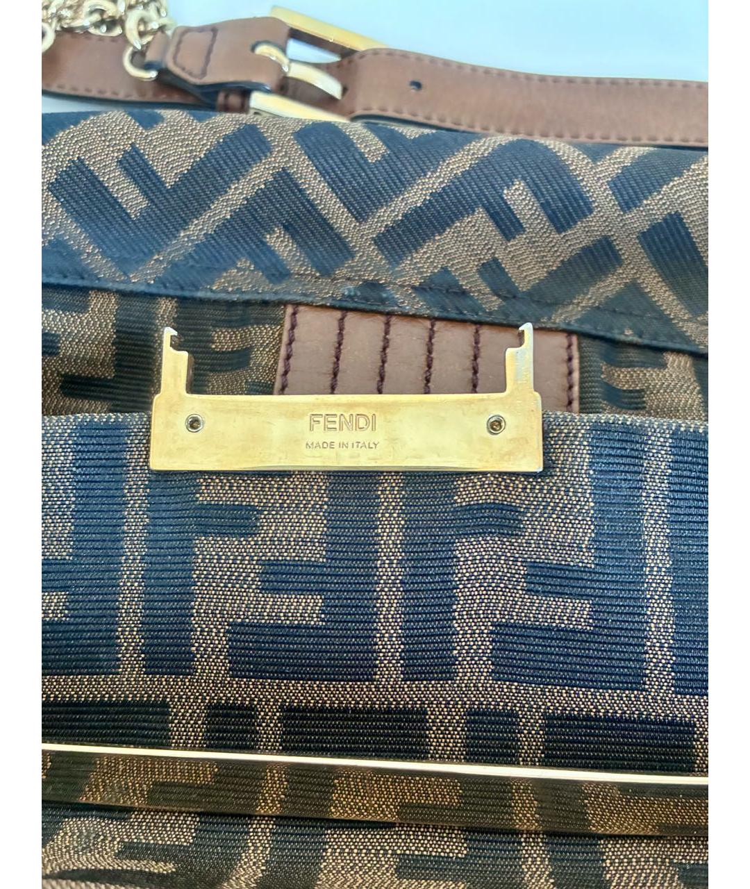 FENDI Коричневая кожаная сумка через плечо, фото 7