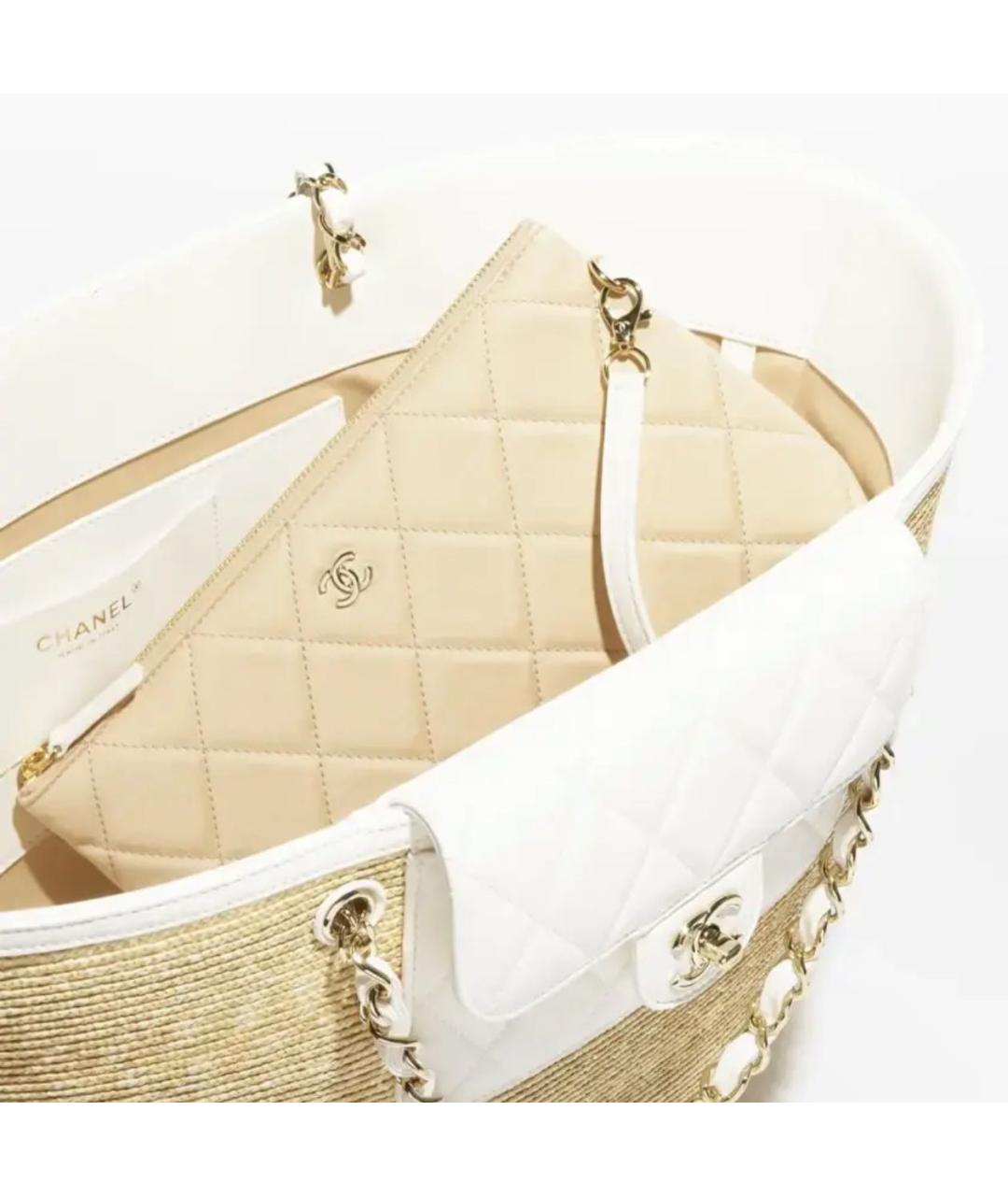 CHANEL Бежевая пелетеная пляжная сумка, фото 3