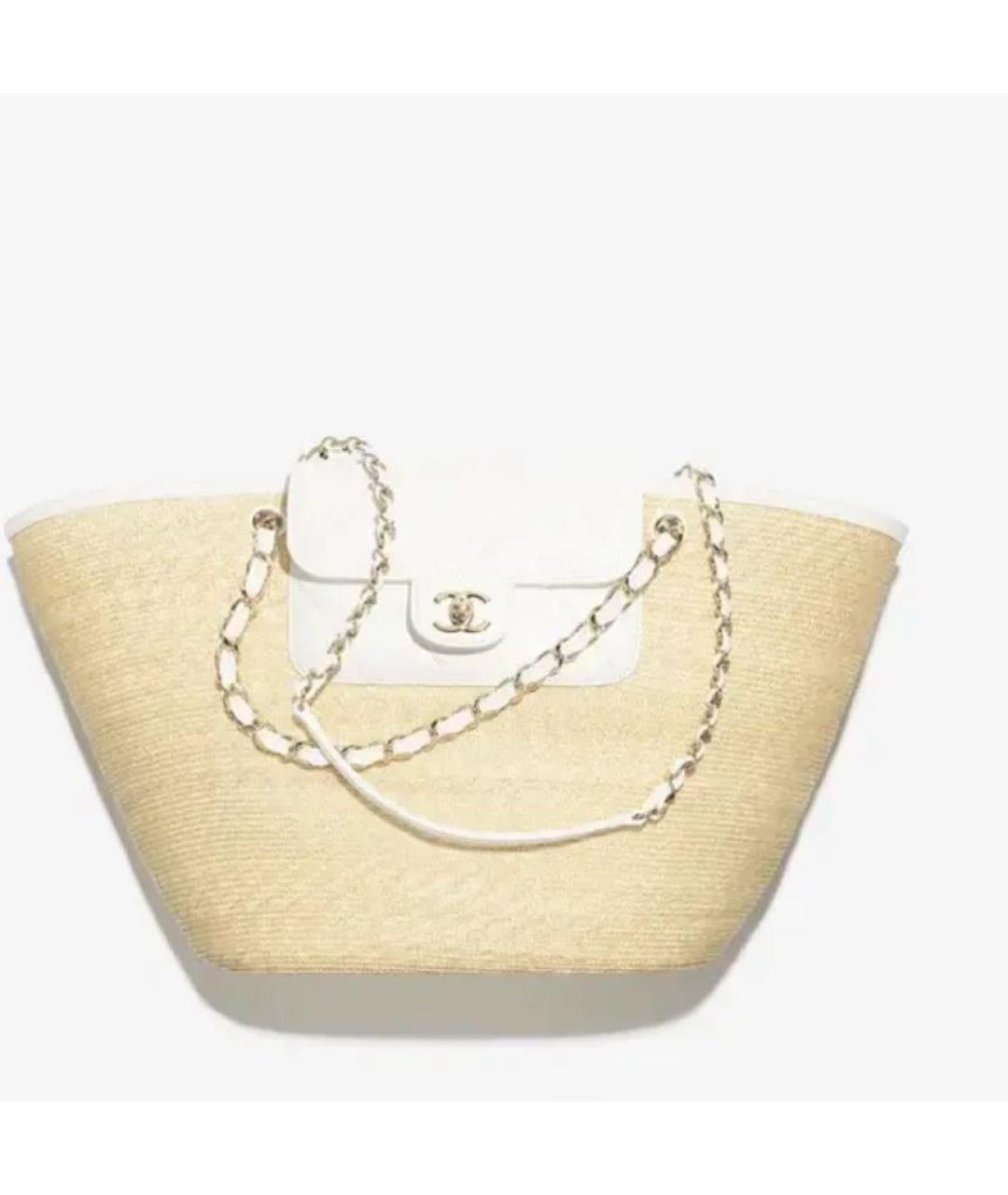 CHANEL Бежевая пелетеная пляжная сумка, фото 6