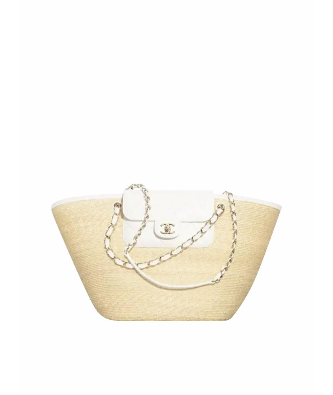 CHANEL Бежевая пелетеная пляжная сумка, фото 1