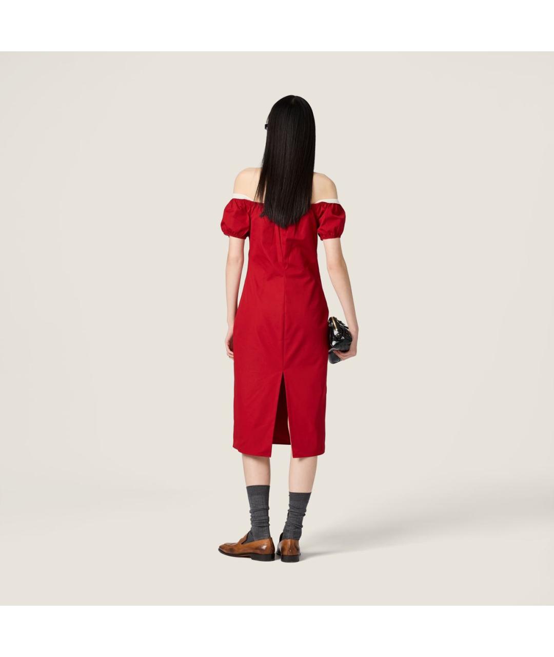 MIU MIU Красное хлопковое коктейльное платье, фото 3
