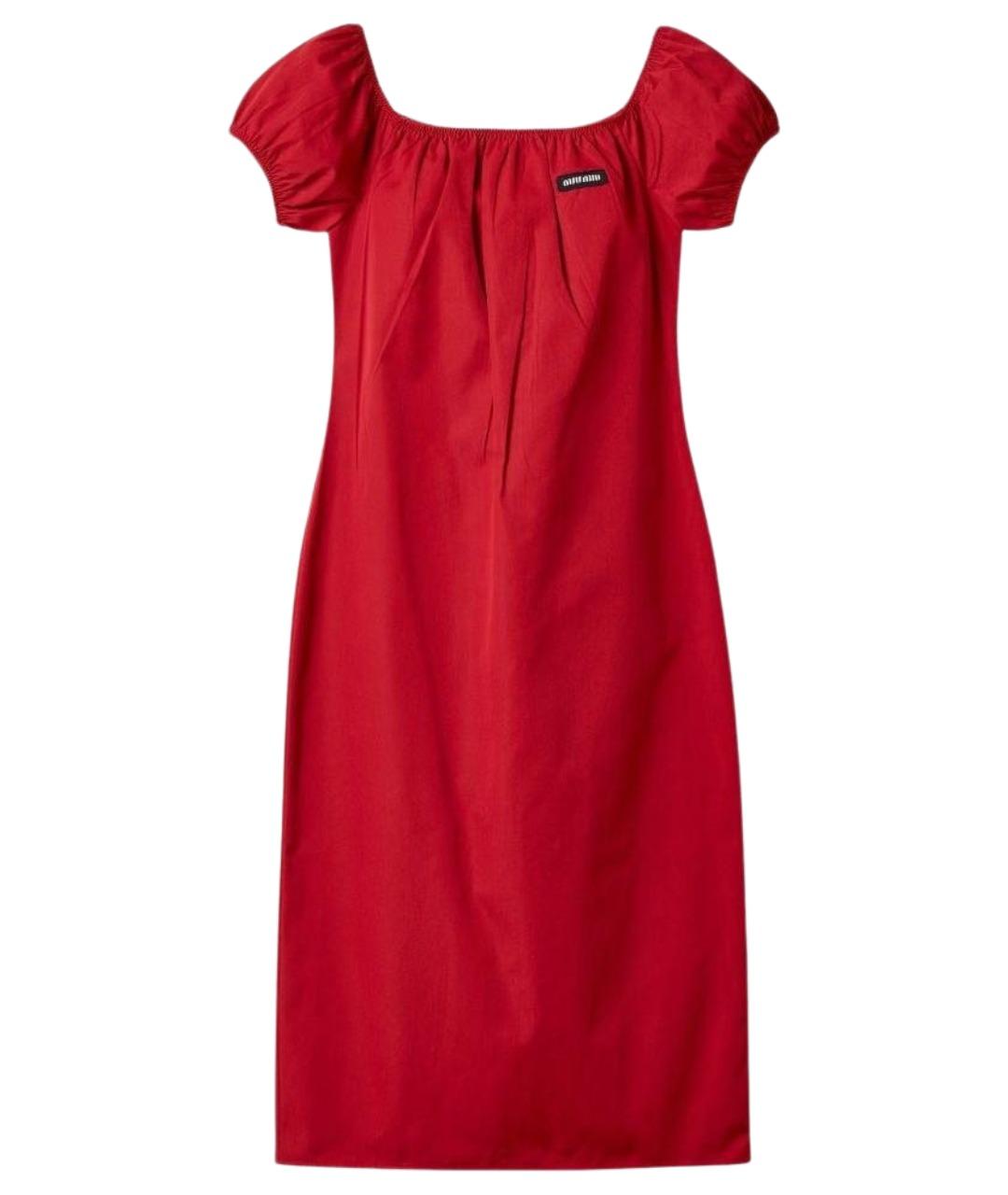 MIU MIU Красное хлопковое коктейльное платье, фото 1